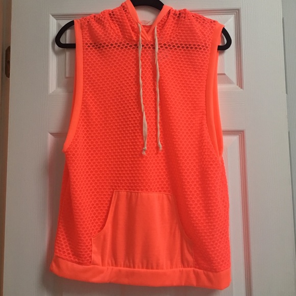 orange sleeveless hoodie