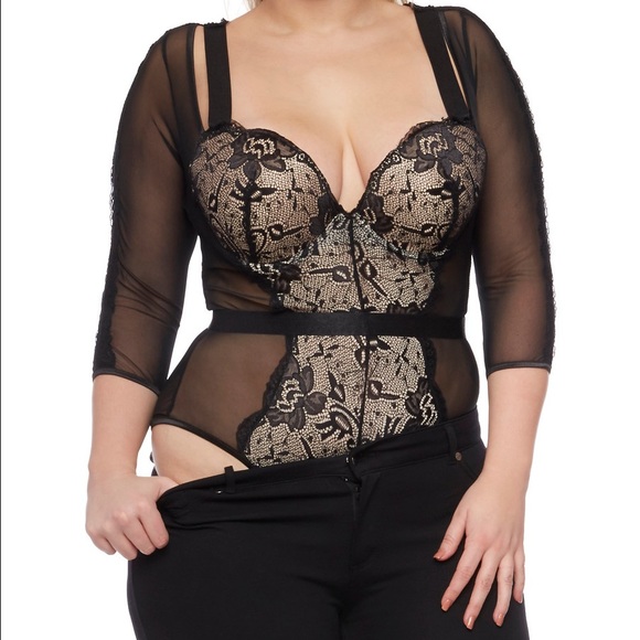 Mesh and lace body suit