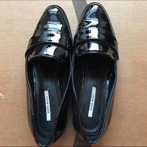 Zara shiny patent black oxfords
