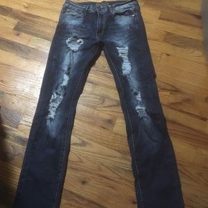 Blue skinny ripped jeans