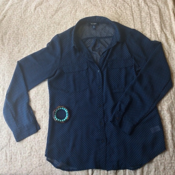 Old Navy "Let it Snow" Button Down Top SZ Med, EUC - Picture 2 of 4
