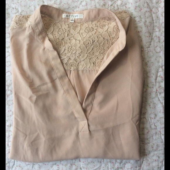 Lacey Nude Blouse Large, EUC