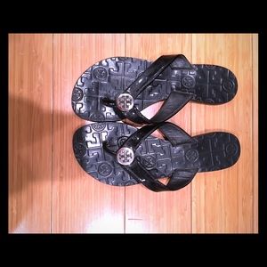Tory Burch Black Patent Leather Sandals