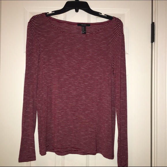Maroon Striped Forever 21 Shirt