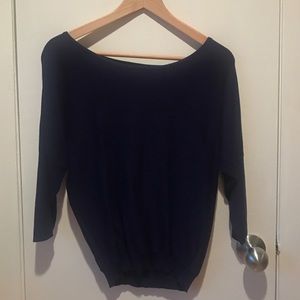 Blue/Purple knitted mid-sleeves top with zip