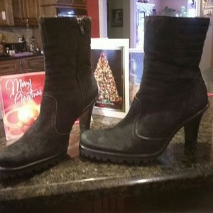 Gianni Bini Black suede leather high Booties