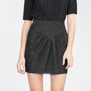 NWOT Zara Shimmer Black Mini Skirt