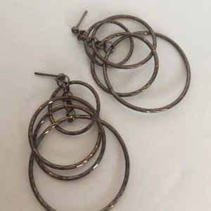 Bronze tripe hoop earrings