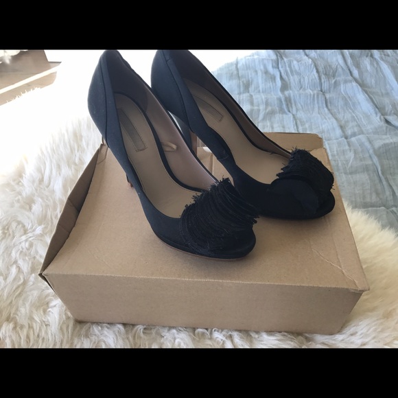 Zara peep-toe satin pumps size 38 - Picture 1 of 3