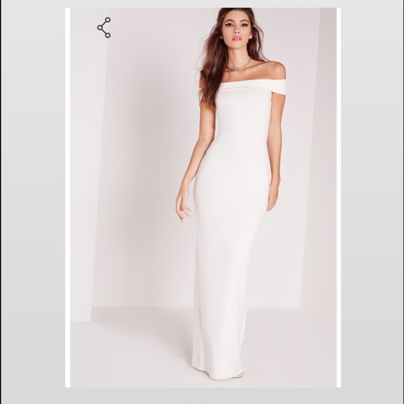 Misguided Dresses & Skirts - Women's White Off the Shoulder long Formal Dress
