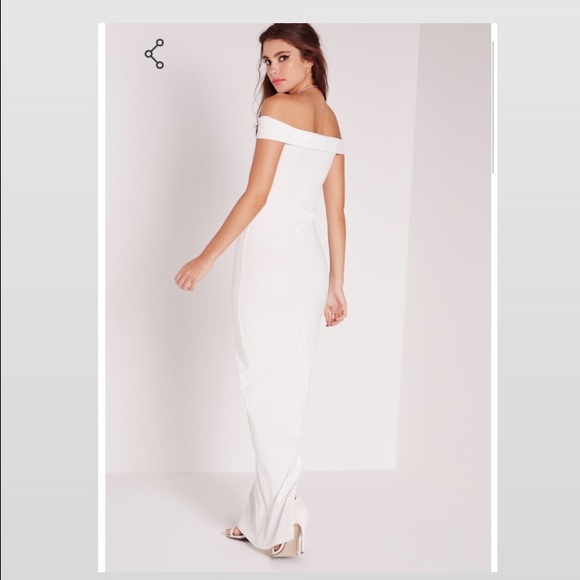 Women's White Off the Shoulder long Formal Dress - Picture 2 of 4