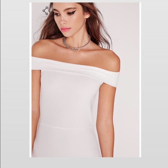 Women's White Off the Shoulder long Formal Dress - Picture 3 of 4