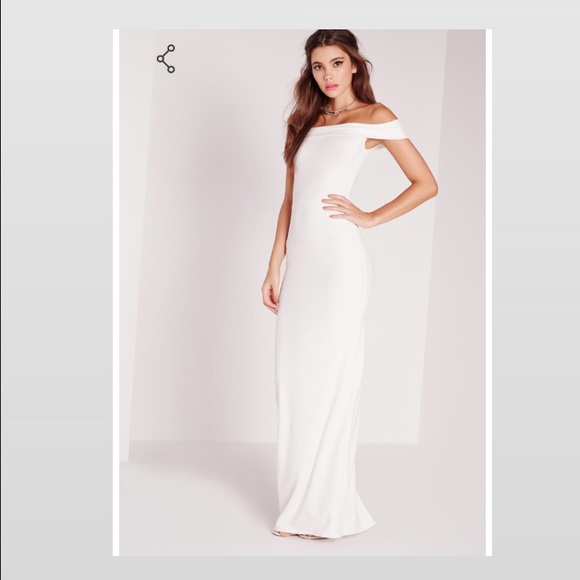 Women's White Off the Shoulder long Formal Dress - Picture 4 of 4