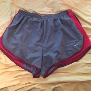 Grey and Red Nike Dri-Fit Shorts