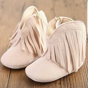 Moccasin Newborn Baby Girl Boy Solid Fringe