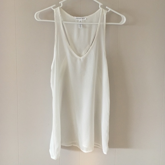 Sheer white flowing tank top