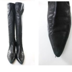 sws Shoes - SWS BLACK STRETCHY LEATHER MID CALF LENGTH SZ 8 sws Shoes - SWS BLACK STRETCHY LEATHER MID CALF LENGTH SZ 8