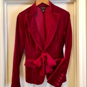 WHBM Red Velour Holiday Jacket