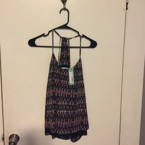 Dex printed racerback sleeveless blouse