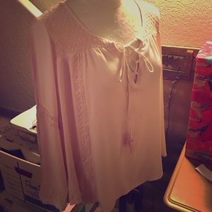 Neiman Marcus pink peasant top