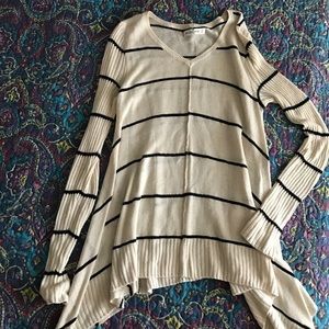 Black and cream striped sweater.