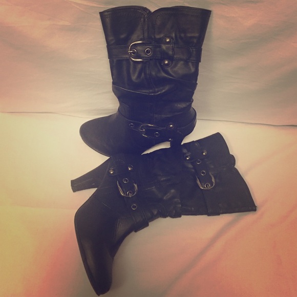 Black Heeled Boots w/ Buckles