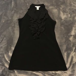 WHBM Black Frill Neck Tank XXS