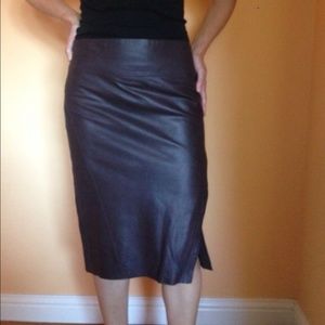 Genuine 100% Lamb Leather Pencil Skirt