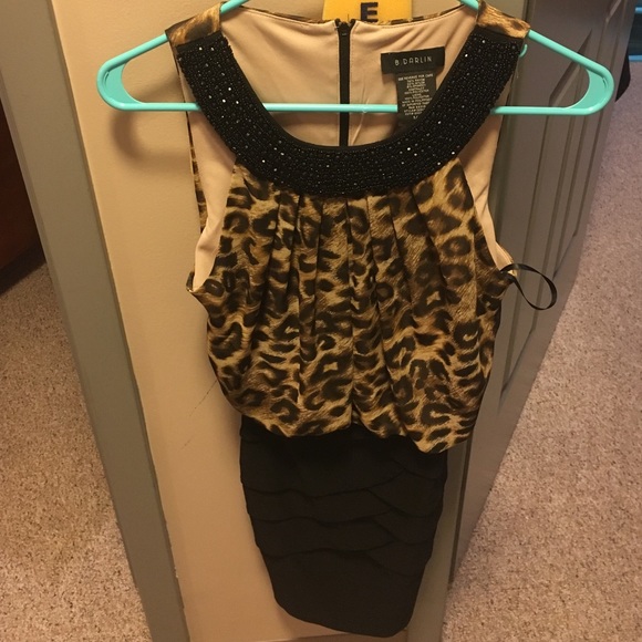 Cute cheetah print and tight black dress