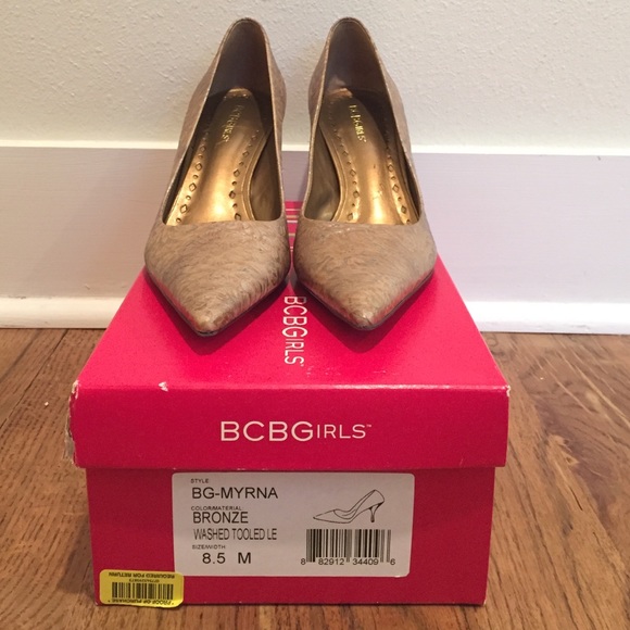 BCBGirls Myrna Bronze Leather Mid-Heel