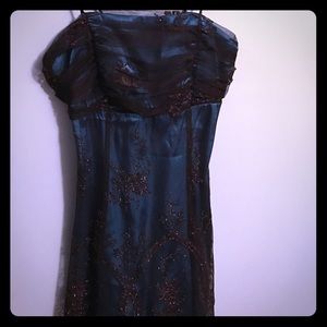 Blue and black prom dress