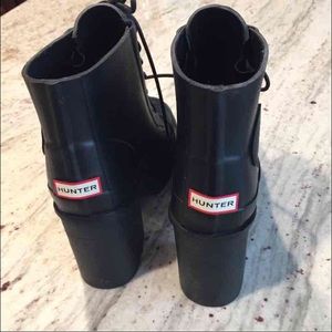 Hunter boots 'bullseye lace up block heals' $230