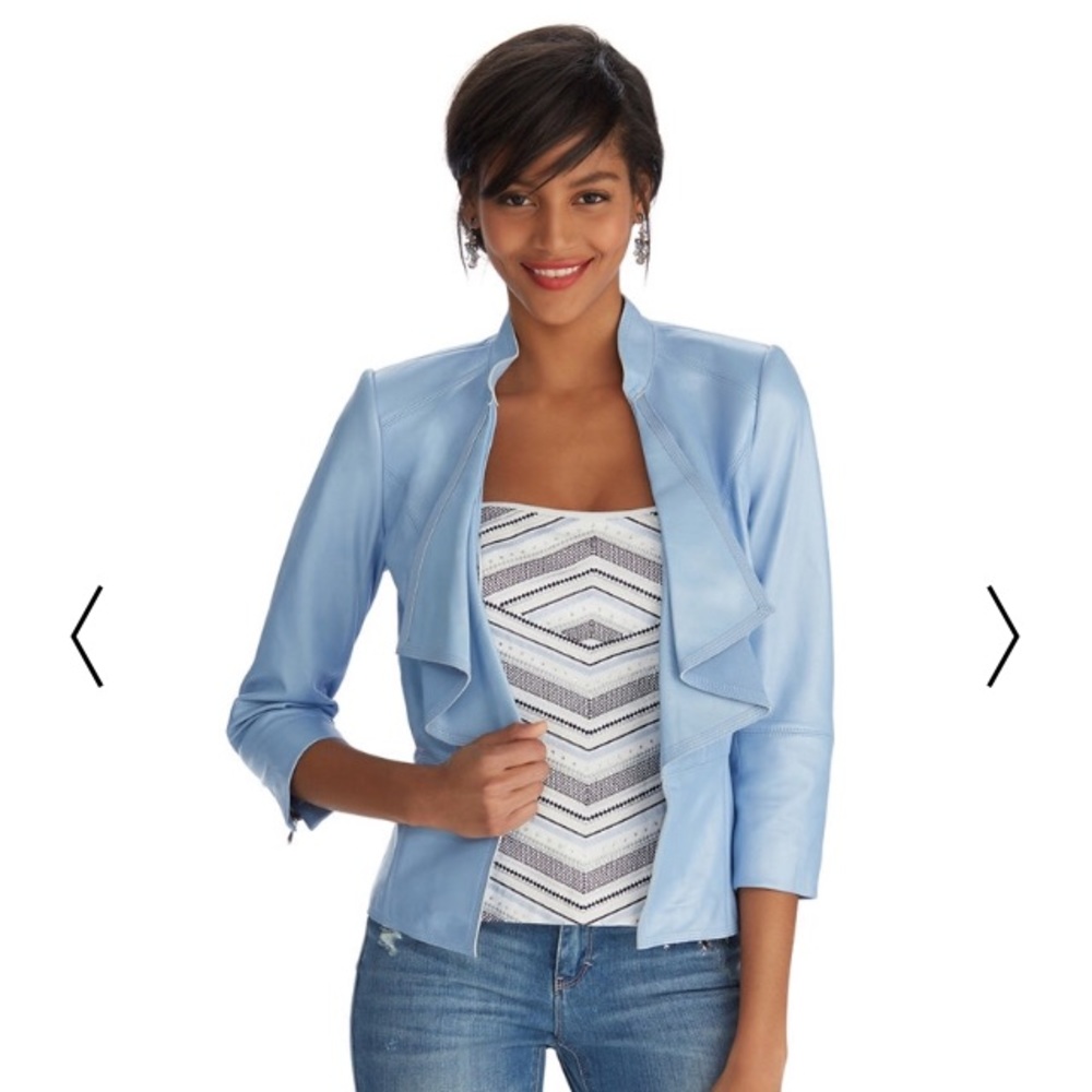 WHBM Blue Leather Jacket