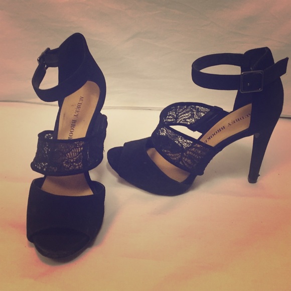 Black Suede Heels w/ Lace Straps
