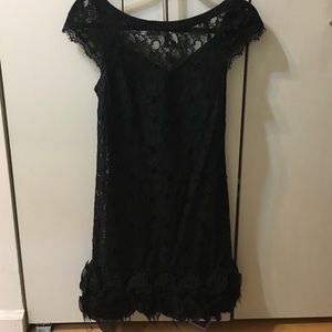 Jessica Simpson lace dress with feather bottom