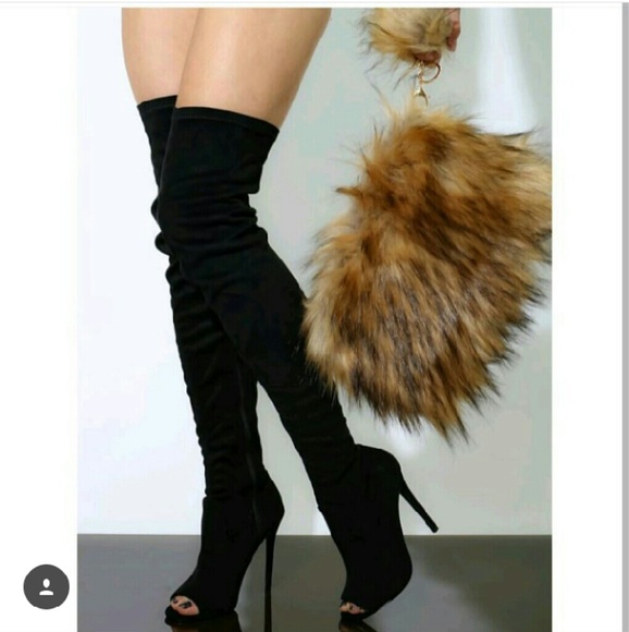 SOLDThigh high peep toe boots New sz7 fit like  8
