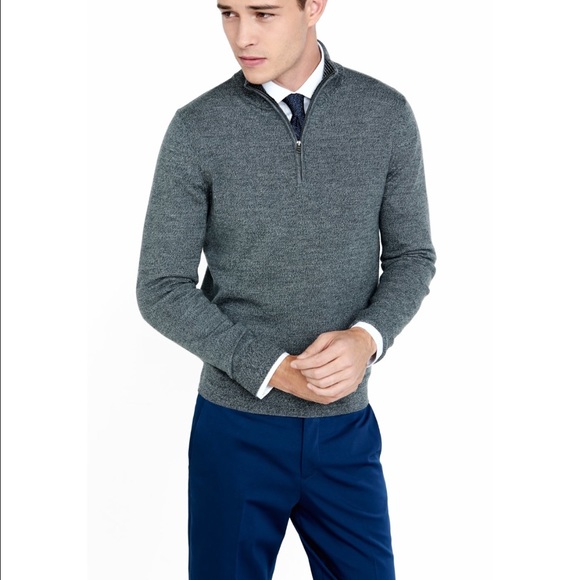 Men's Express Gray Extra Fine Merino Wool Sweater
