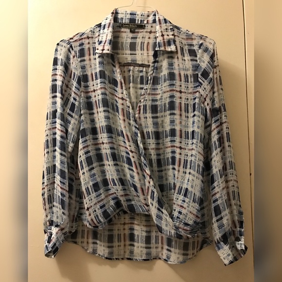 Blue and White Sheer Top