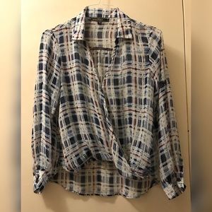 Blue and White Sheer Top