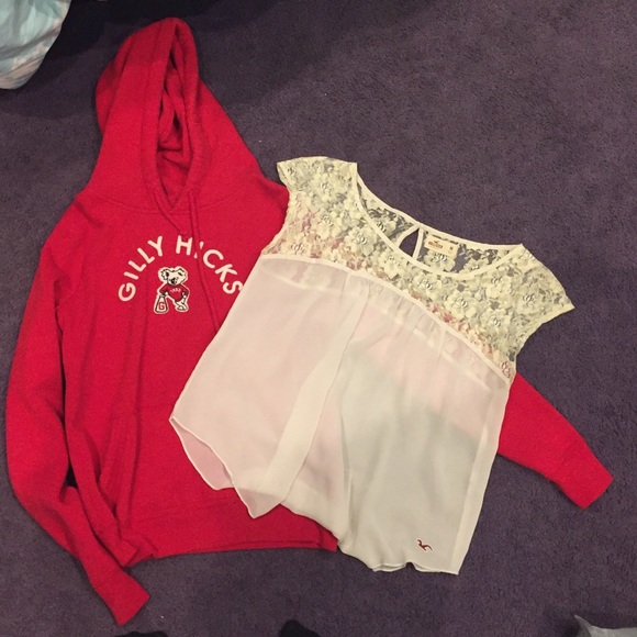 Hollister Tee Shirt and Gilly Hicks Sweatshirt