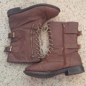 Top Moda lace up and zip up combat boots
