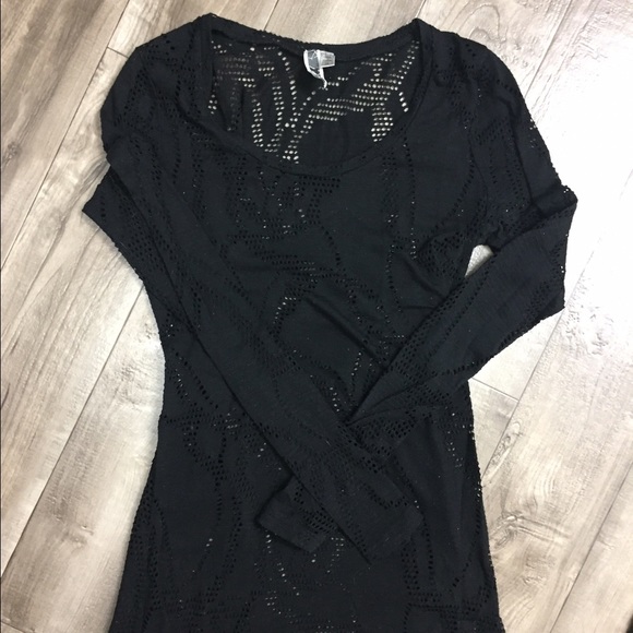 Black long sleeve shirt with holes