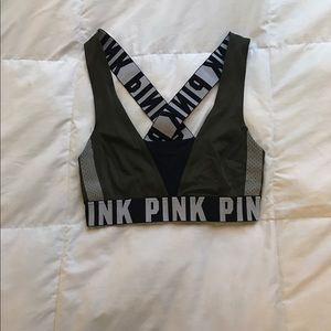 PINK Victoria's Secret Logo Cross Back Sports Bra