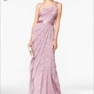 Adrianna papell lilac tiered bridesmaid gown
