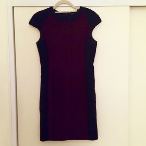Zara maroon and black cap sleeve dress