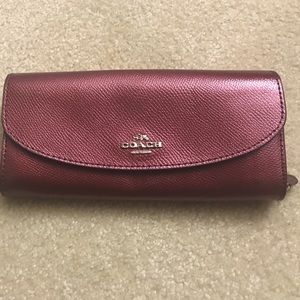 Burgundy Coach Wallet with Gold Accents!