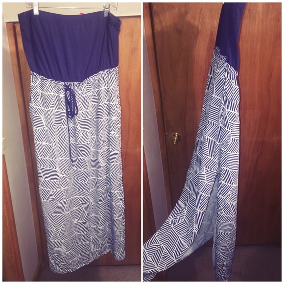 Pure Energy Dresses & Skirts - Double Leg Slit Dress Strapless Maxi Dress PlusSiz