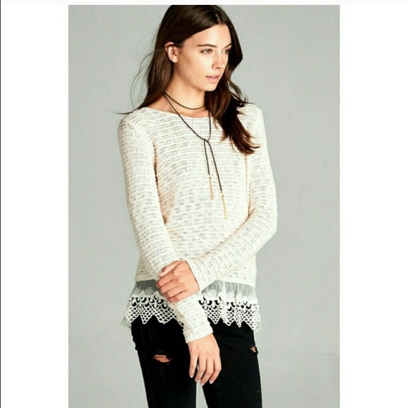⭐️⭐️⭐️⭐️⭐️'sCrochet Lace Hem Sweater