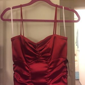 Red satin dress