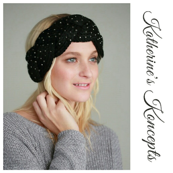 Just in!! Oatmeal Rhinestone Braided Headband - Picture 3 of 4